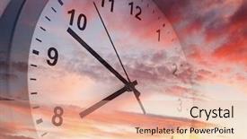  Presentation with clock face - Presentation design featuring time passing - clock face in bright sky background and a lemonade colored foreground