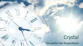  Presentation with clock face - Audience pleasing PPT theme consisting of time passing - clock face in bright sky backdrop and a sky blue colored foreground