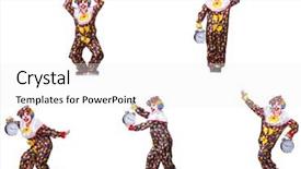  Presentation with performance - Slide set with time performance - funny male clown with alarm-clock background and a  colored foreground