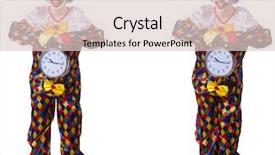  Presentation with clown - Beautiful slides featuring time performance - funny male clown with alarm-clock backdrop and a  colored foreground