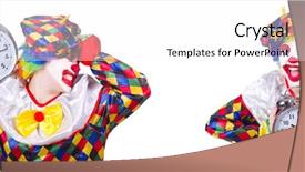  Presentation with clown - Beautiful slides featuring time performance - funny male clown with alarm-clock backdrop and a  colored foreground