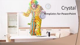  Presentation with home equity - Colorful slide deck enhanced with time performance - male clown preparing for perfomance backdrop and a  colored foreground