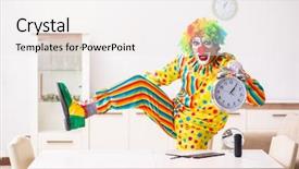  Presentation with home hazardous waste - Presentation theme having time performance - male clown preparing for perfomance background and a sky blue colored foreground