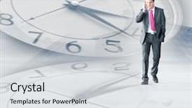  Presentation with abstract - Slide deck consisting of time projects - businesswoman walking through the abstract background and a light gray colored foreground