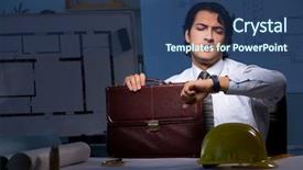  Presentation with project - PPT theme with time projects - young construction architect working background and a  colored foreground