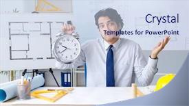  Presentation with project - Slides enhanced with time projects - young handsome architect working background and a sky blue colored foreground