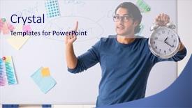  Presentation with project - Theme enhanced with time projects - young handsome designer working background and a sky blue colored foreground