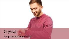  Presentation with time - Audience pleasing slide set consisting of time punctuality and people concept backdrop and a red colored foreground