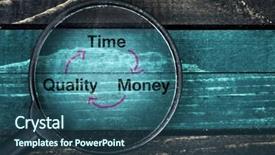  Presentation with time money - PPT layouts featuring triangle chart - time quality money scheme painted background and a ocean colored foreground