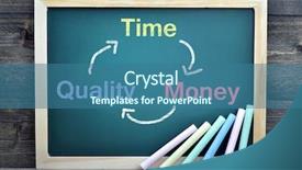  Presentation with chalk board - Audience pleasing PPT layouts consisting of time quality money text backdrop and a ocean colored foreground