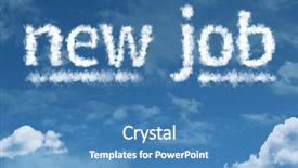  Presentation with sky blue - Slide set with time recruit - new job cloud word background and a teal colored foreground