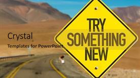  Presentation with lonely desert road - Amazing PPT layouts having time recruit - try something new sign backdrop and a gold colored foreground