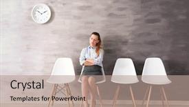  Presentation with medical law interview - Amazing slide deck having time recruit - young woman waiting for interview backdrop and a  colored foreground