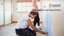  Presentation with new cold room storage - Cool new PPT layouts with time renovate - two women decorating room backdrop and a  colored foreground