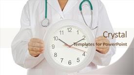  Presentation with clock - Presentation theme featuring time scheduling - doctor s hands showing clock background and a lemonade colored foreground