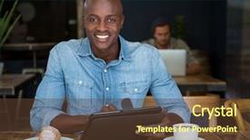 Presentation with happy sad face man - Beautiful slide set featuring time select - portrait of happy young man backdrop and a  colored foreground