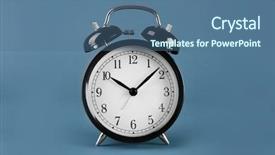  Presentation with alarm - Colorful theme enhanced with time select - retro alarm-clock on grey background backdrop and a ocean colored foreground