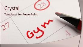  Presentation with business plan cover page images - Slide set having time select - written plan gym on calendar background and a lemonade colored foreground