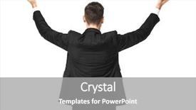  Presentation with harmony and balance rock - Presentation theme featuring time select - young businessman showing balance gesture background and a gray colored foreground