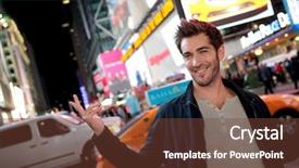  Presentation with broadway - Amazing PPT theme having time square on broadway backdrop and a tawny brown colored foreground