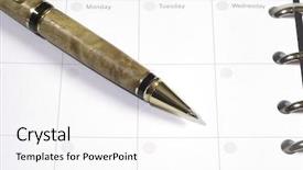  Presentation with strategy page 4 - PPT theme with time table - ballpoint pen laying background and a white colored foreground