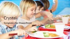  Presentation with elementary - PPT theme with time table - elementary pupils enjoying healthy lunch background and a lemonade colored foreground