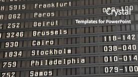  Presentation with airport terminal - Colorful PPT theme enhanced with time table - flight information board in airport backdrop and a dark gray colored foreground