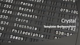  Presentation with airport terminal - PPT layouts with time table - flight information board in airport background and a dark gray colored foreground