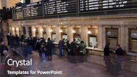  Presentation with station - Slide set enhanced with time table - grand central station background and a dark gray colored foreground