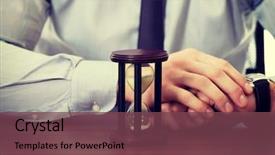  Presentation with desk - Presentation design featuring time table schedule - businessman with hourglass background and a violet colored foreground