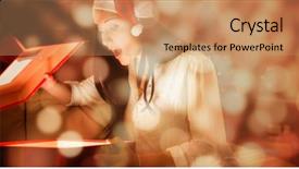  Presentation with christmas ribbon festive - PPT theme enhanced with time taken - festive brunette opening a glowing background and a coral colored foreground