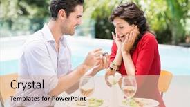  Presentation with engagement - Beautiful PPT theme featuring time taken - man giving engagement ring backdrop and a lemonade colored foreground