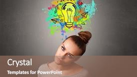  Presentation with design thinking - Presentation theme consisting of time think - pretty girl with design thinking background and a coral colored foreground