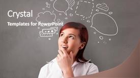  Presentation with bubble - Beautiful PPT theme featuring time think - student thinking with speech bubble backdrop and a gray colored foreground