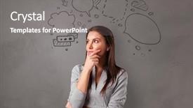  Presentation with bubble - Cool new presentation with time think - student thinking with speech bubble backdrop and a gray colored foreground