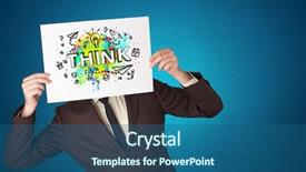  Presentation with design thinking - Cool new slide deck with time think - young person holding paper backdrop and a ocean colored foreground