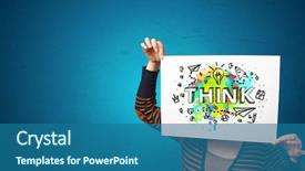  Presentation with design thinking - Presentation with time think - young person holding paper background and a ocean colored foreground