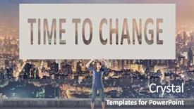  Presentation with change - Colorful presentation design enhanced with time to change words on blank board hold by a young girl in the outdoor backdrop and a gray colored foreground
