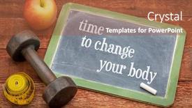  Presentation with rustic blackboard - PPT theme featuring time-to-change-your-body background and a red colored foreground