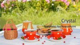  Presentation with afternoon tea - Cool new slides with time to drink tea outdoors backdrop and a yellow colored foreground