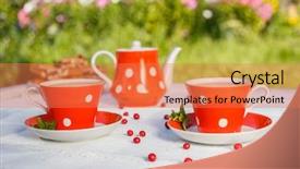  Presentation with tea - Theme enhanced with time to drink tea outdoors background and a coral colored foreground