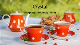  Presentation with tea - Slide deck consisting of time to drink tea outdoors background and a gold colored foreground