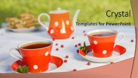  Presentation with tea - PPT layouts with time to drink tea outdoors background and a yellow colored foreground