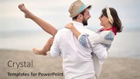  Presentation with young happy couple - Beautiful presentation design featuring time-to-enjoy-outdoors-young backdrop and a mint green colored foreground