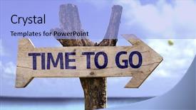 Presentation with teal beach wood - Audience pleasing PPT theme consisting of time to go wooden sign backdrop and a light blue colored foreground