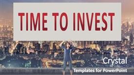  Presentation with invest - Audience pleasing presentation design consisting of time to invest words on blank board hold by a young girl in the outdoor backdrop and a gray colored foreground