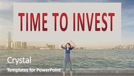  Presentation with invest - Slide set having time to invest words on blank board hold by a young girl in the outdoor background and a mint green colored foreground