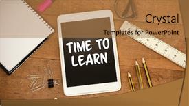  Presentation with learn - Slide deck enhanced with time to learn text background and a  colored foreground