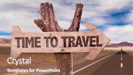  Presentation with time travel - Amazing presentation having time to travel direction sign backdrop and a coral colored foreground