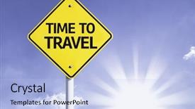  Presentation with time travel - Presentation theme with time to travel road sign background and a light blue colored foreground